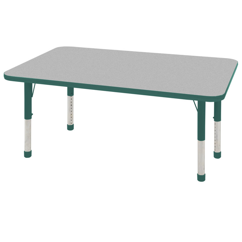 Table d'activité rectangulaire à hauteur réglable en forme de T, 24 po x 48 po, Gris/vert, Super
