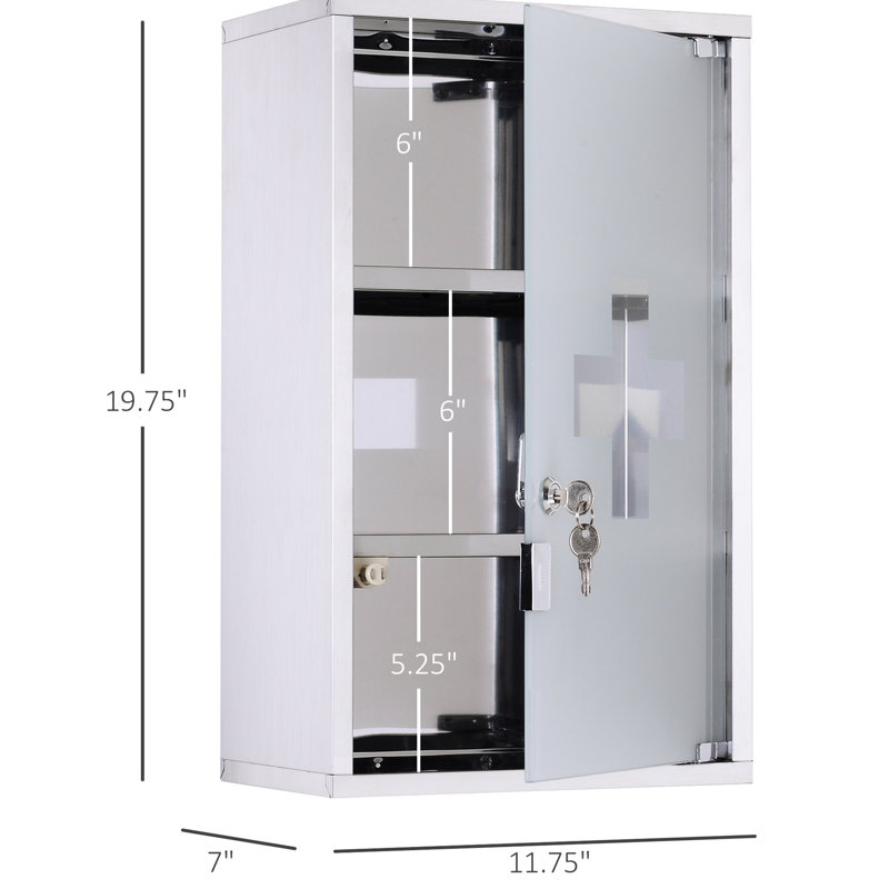 Étagère murale verrouillable en acier inoxydable 12 po x 20 po à fixation murale