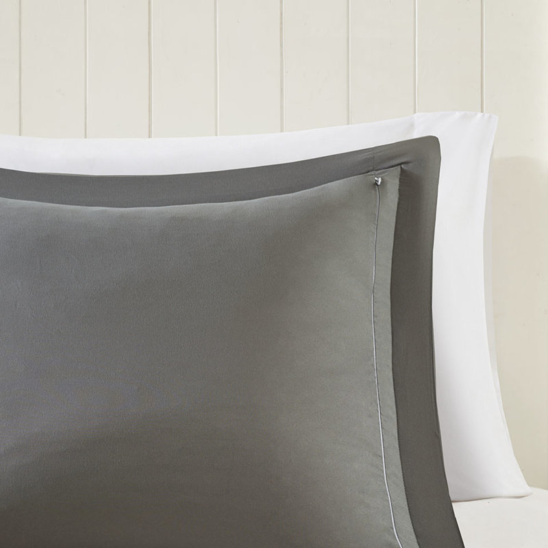 Édredon pour lit simple / simple TG de 3 m avec bourre et duvet synthétique réversible, Noir/gris