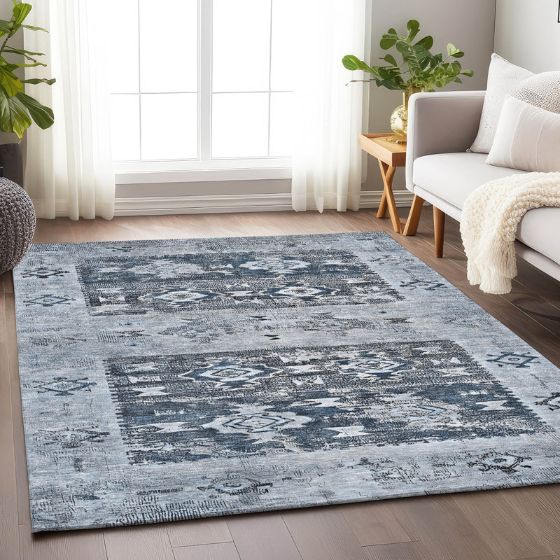 Tapis intérieur / extérieur bleu Draessa, 8 pi x 10 pi