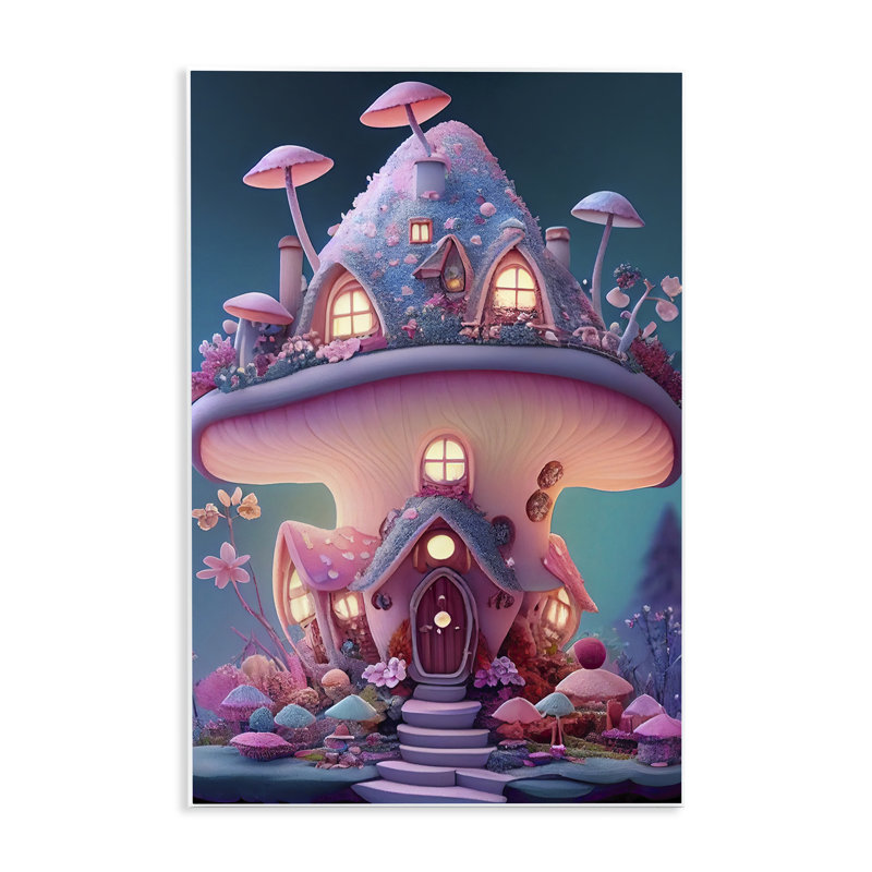 Plaque murale Magicville Mushroom Cottage, design par Sasha, H 19 po x l 13 po