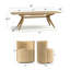 Ensemble de table de salle à manger extensible en placage de bois de 78" à 96" avec 6 chaises en velours et roulettes dissimulées-1120649912