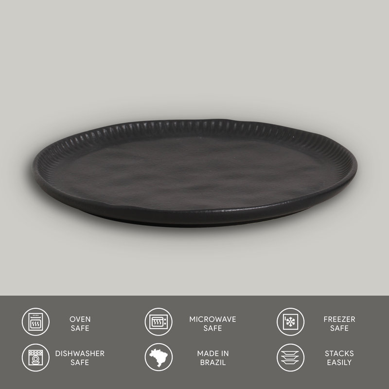 Assiette plate en grès de 10,8 po Linhas