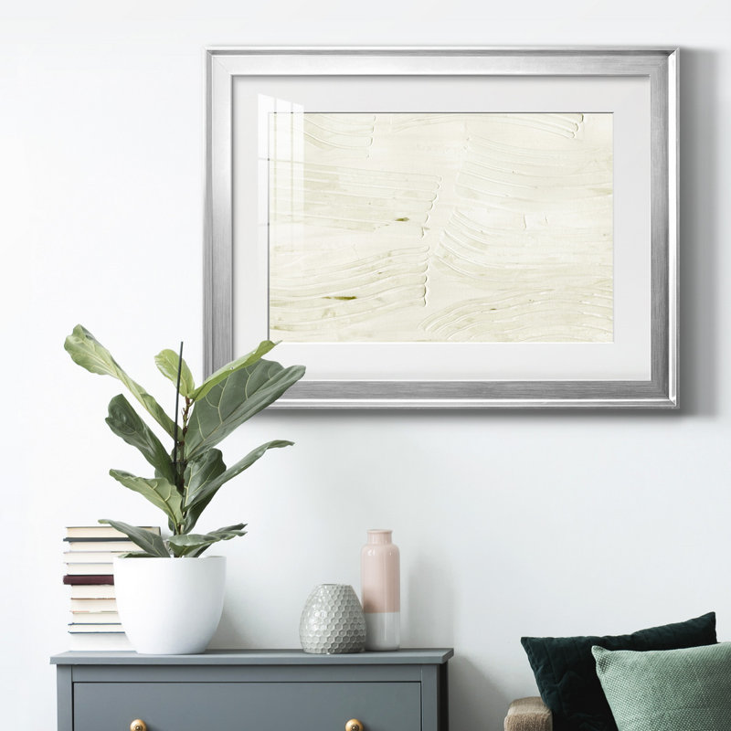 Roll Crossing I, H 26,5 po x l 36,5 po x P 1 po, Papier avec cadre argenté, Blanc