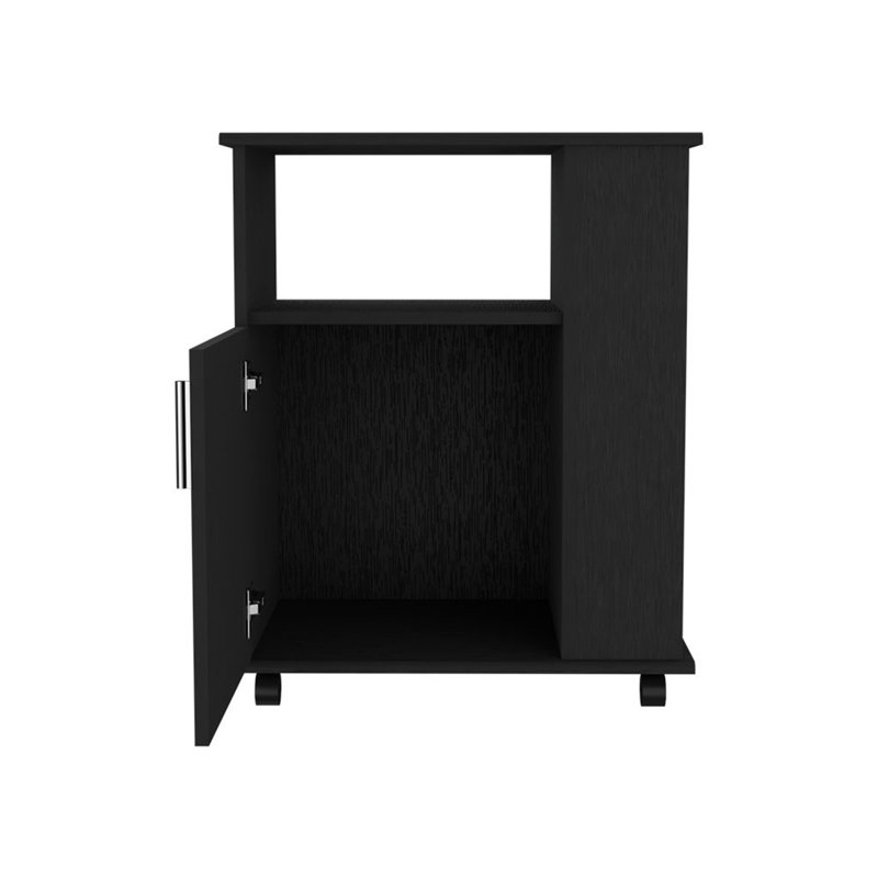 Armoire à porte simple inférieure H 29 po, une tablette ouverte, trois tablettes latérales inférieures, noir, Noir