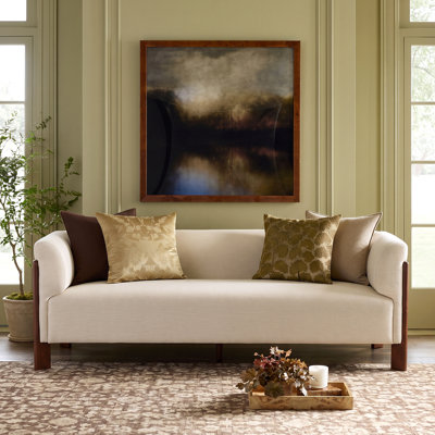 Orson Mid-Century Modern Upholstered Sofa with Exposed Solid Wood Frame