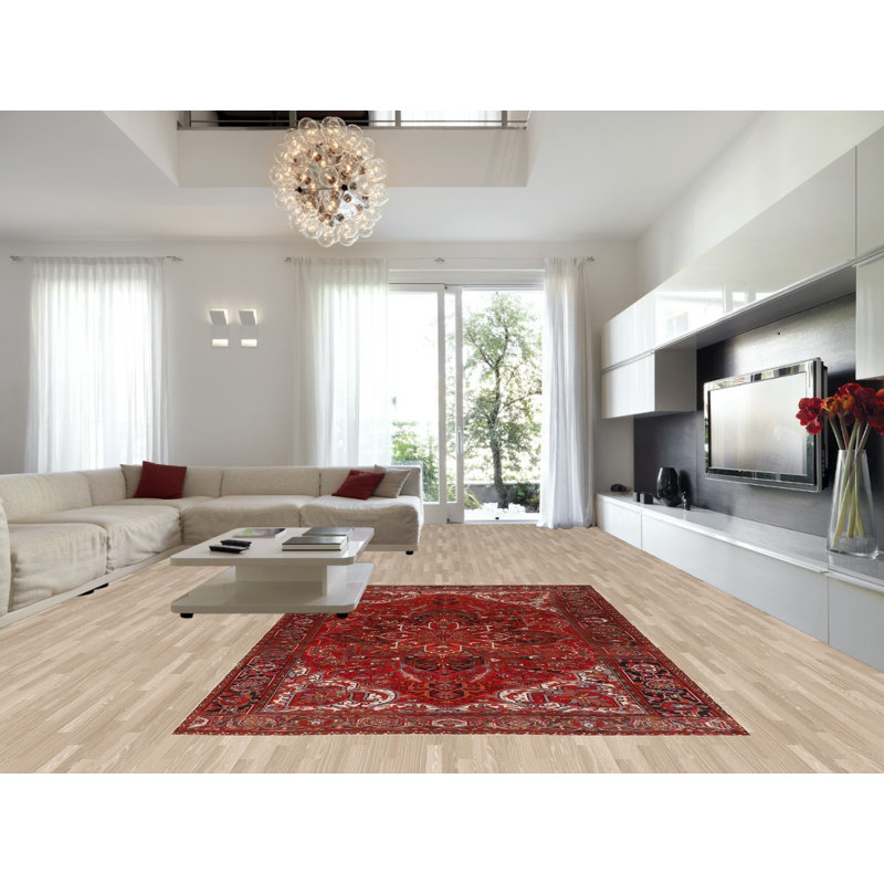 Tapis traditionnel rouge en laine 8 x 12