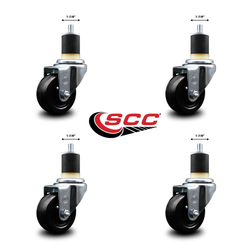 Ensemble de roulettes extensibles en caoutchouc souple de 3 pouces pivotant de 1-7 / 8 pouces SCC