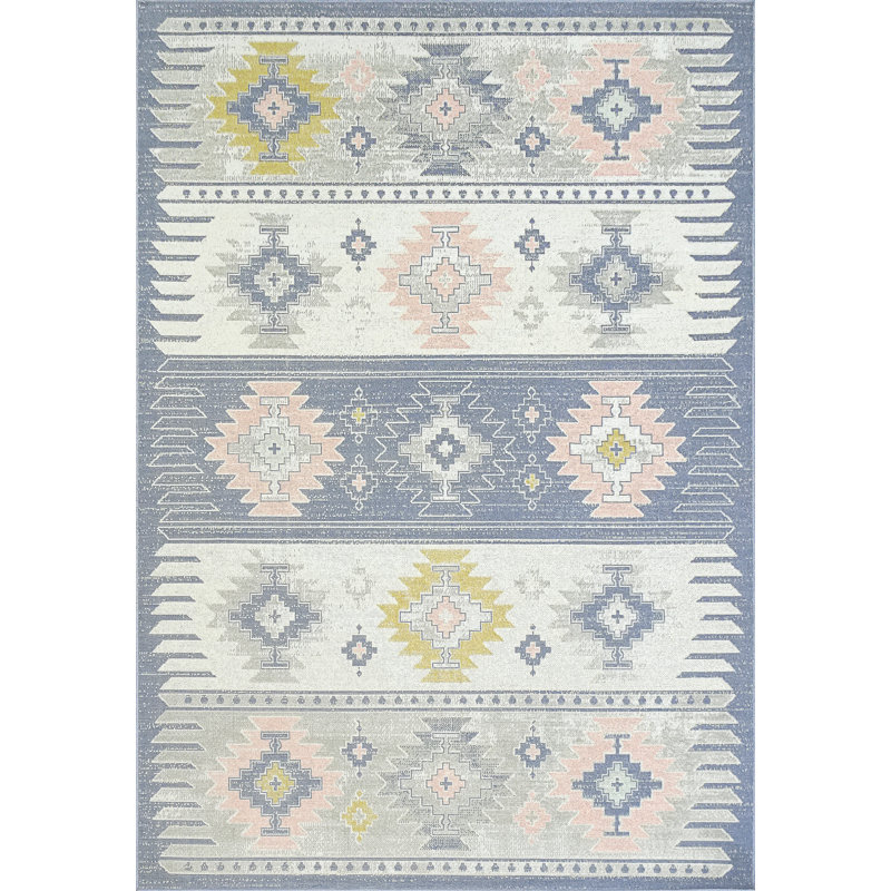 Willington Rectangle Ikat Machine Woven Polypropylene Rug, Rectangle 7'10" x 10'10"