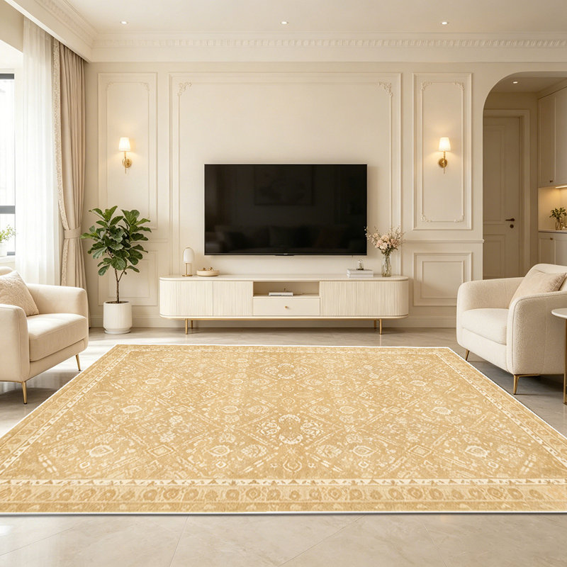 1PC Vintage Distressed Neutral Bohemian Floral Geometric area rugs for Living Room, Soft and Comfortable, Suitable for all seasons, easy-to-maintain, machine washable Indoor floor mat, Under Table Farmhouse suitable for dining room, bedroom, home