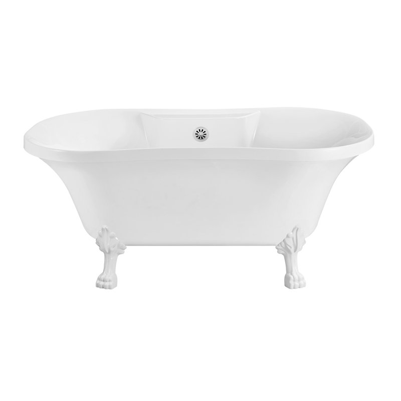 Baignoire de trempage sur pattes 60 "Streamline, Blanc lustré, Blanc lustré