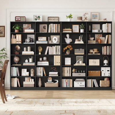 74.3"h X 47.2"W Wood Double 6-tier Standard Bookcase (set Of 2)