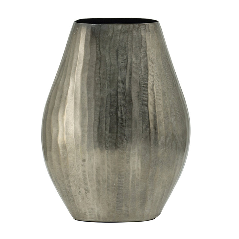 9.5X5.5X12" Aluminum Layered Chisel Oval Vase