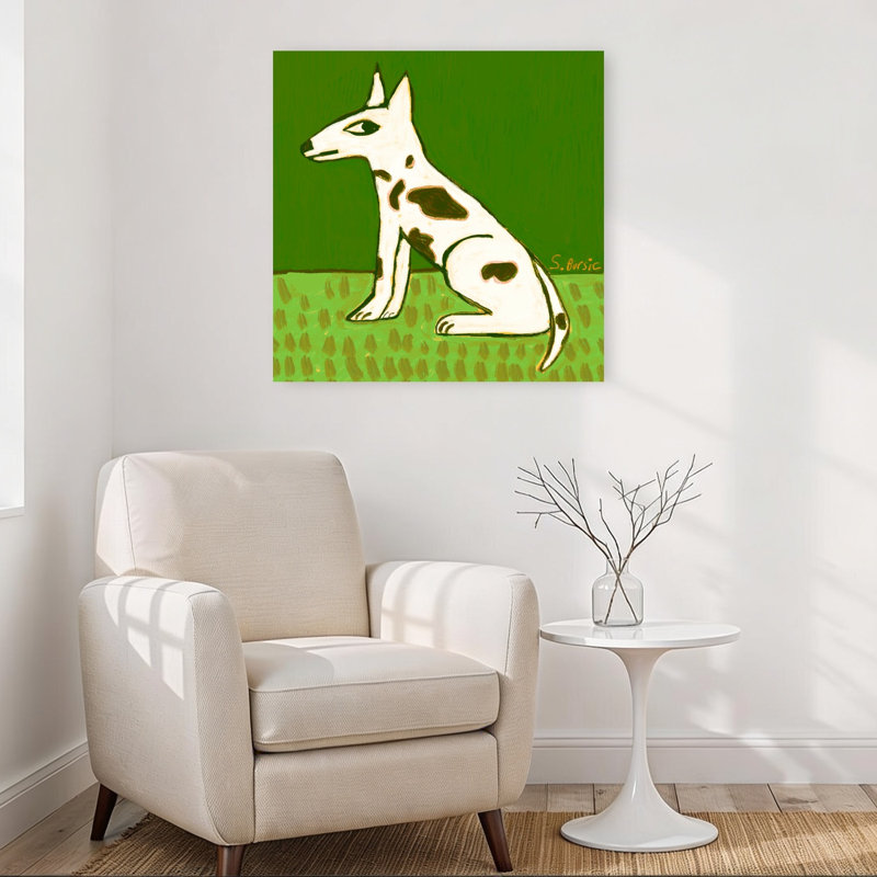 Reproduction d'art mural «chien tacheté sur fond vert», 32" H x 32" W