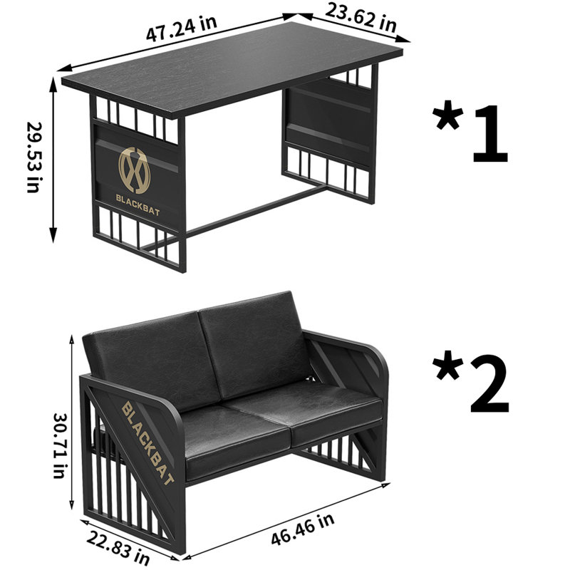 Ensemble de table basse et de chaises de style industriel L 47,24 po x l 23,62 po