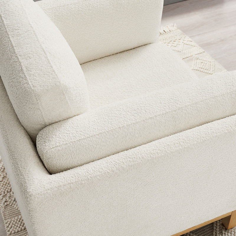 Chanequa 41.34In Oversized Upholstered Accent Chair, White Boucle