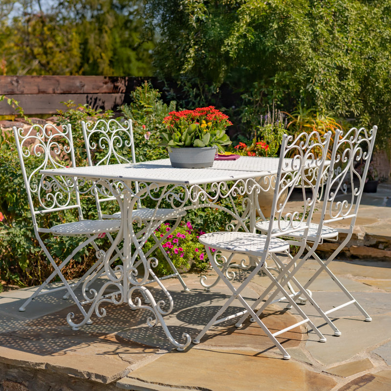 Fessenden 4 - Person Metal Patio Dining Set with Rectangular Table
