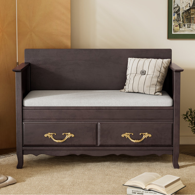 Upholstered Flip Top Storage Bench, Espresso
