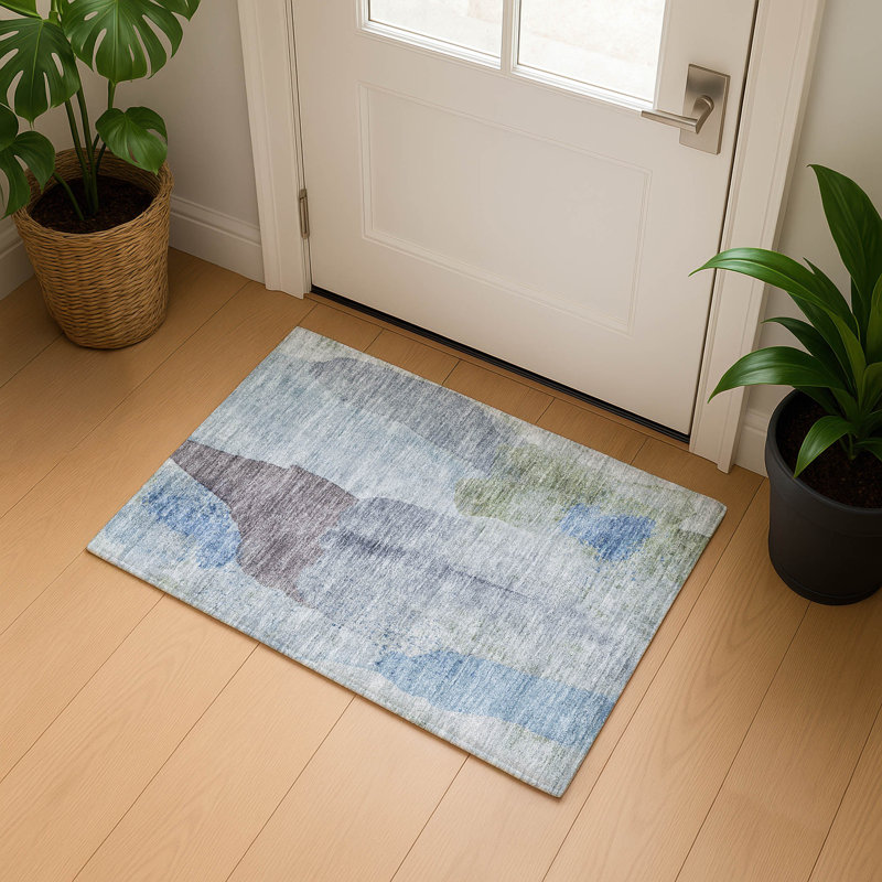 Premium Machine Washable Mouton Abstract Rug, Rectangle 1'8" x 2'6"