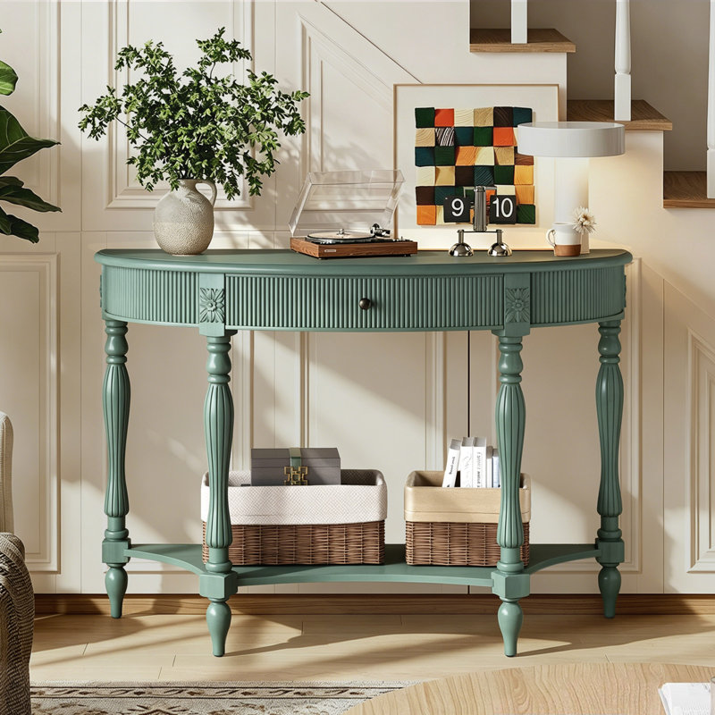 Console de 45 po en demi-lune Farmhouse, Antique Green