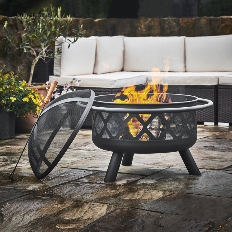 30" Black Steel Mesh Wood Burning Fire Pit