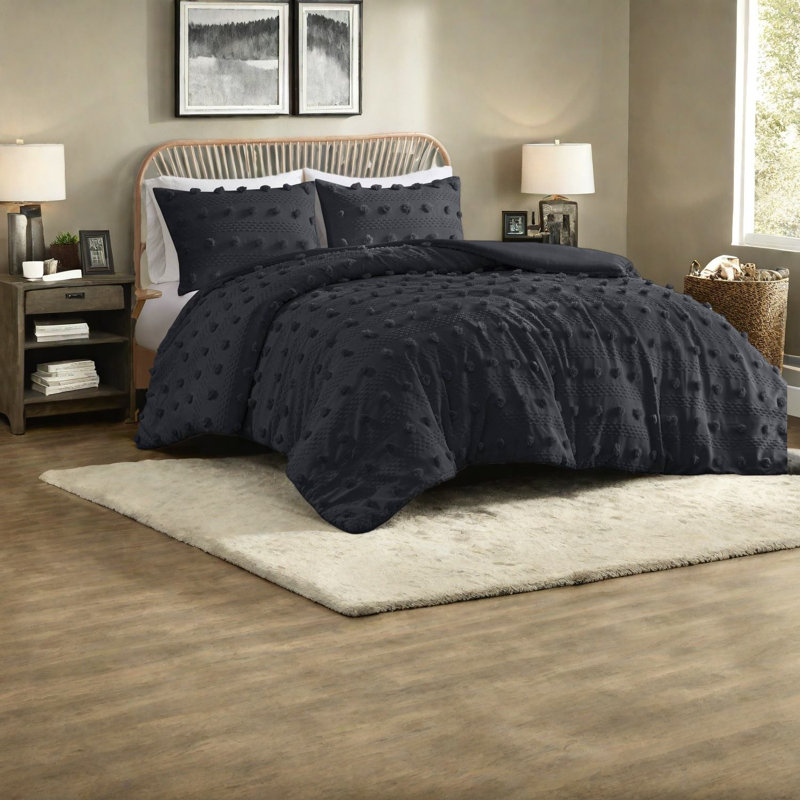 Elegant Black Bedding Sets, Polyester Jacquard, Cozy Home Style