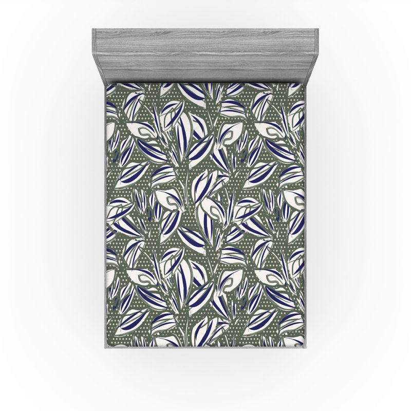 Drap-housse rustique Ambesonne, Lavande foncé, vert sauge / floral, Drap-housse grand