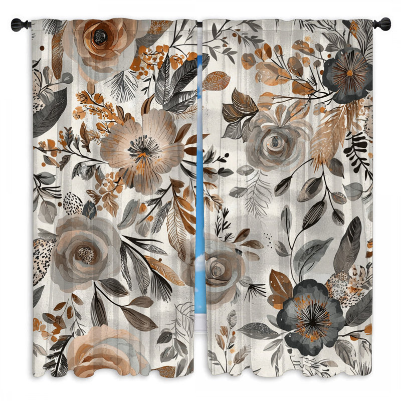 Rideaux de fenêtre à motif floral obscurcissant et obscurcissant - 2 panneaux, 56 po x 76 po - 2 panneaux