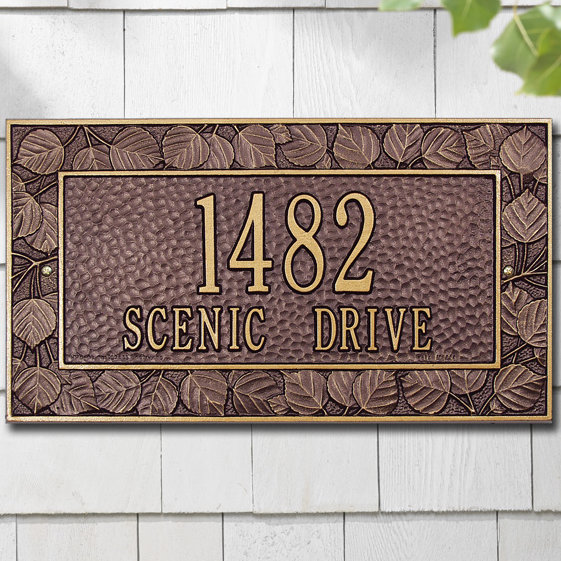 Plaque d'adresse murale sur 2 lignes Aspen, Cuivre antique, Oui