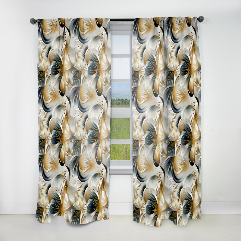 Popart Geometric Glam - Glam Velvet Curtain - Room Darkening - 1 panel, 52" W x 90" L