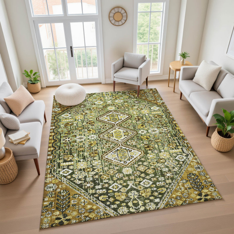 Premium Machine Washable Ashington AMF1834 Aztec Rug, Rectangle 10' x 14'