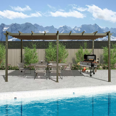 Pergola rétractable d'extérieur 11 x 20 pi avec abri de jardin en aluminium résistant aux intempéries