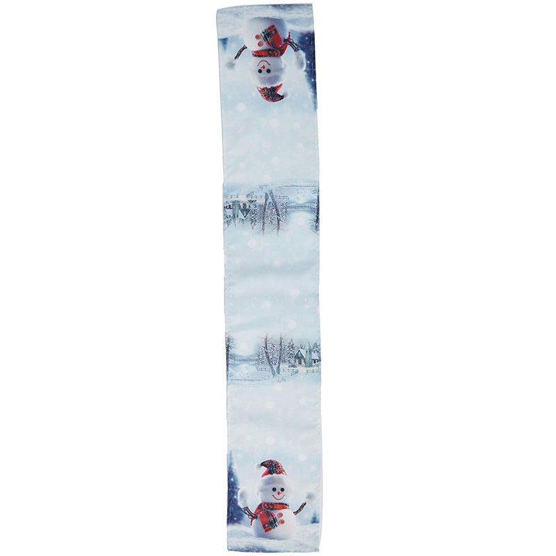 Ladue Christmas Snowed Man Polyester Super Soft Feel Faux Suede Fabric Digital Print Cowboy Snowman Table Runner