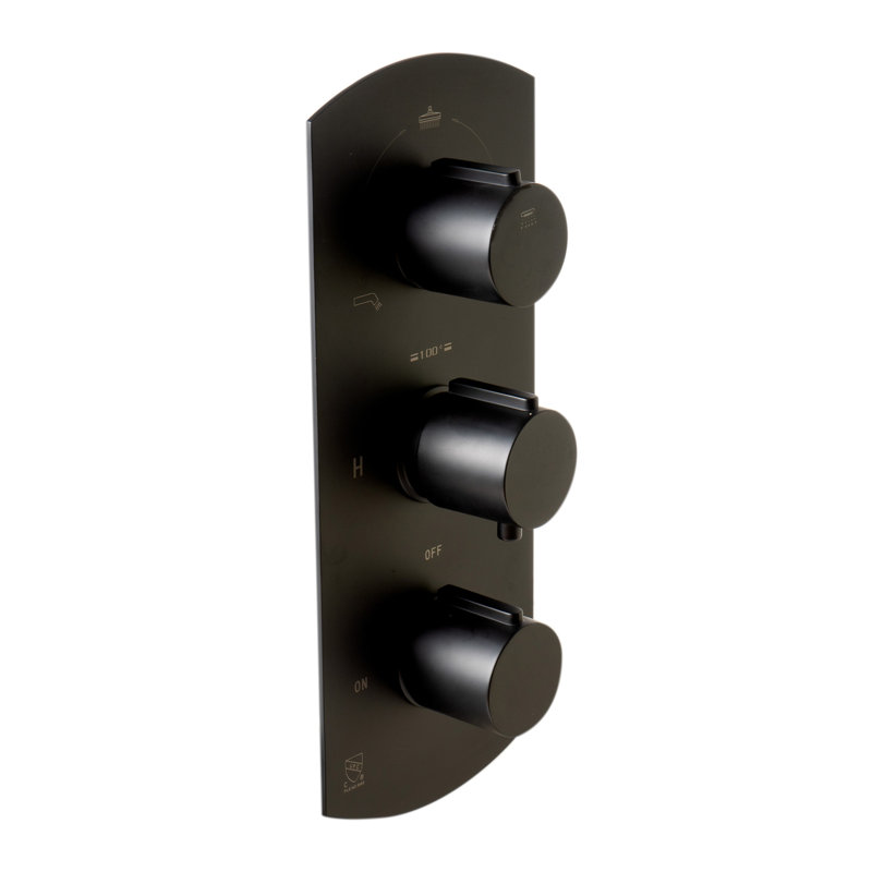 Black Matte Wall-Mounted 3-Way Thermostatic Shower Valve