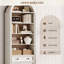 Bibliothèque 69,7 "Farmhouse, 7 niveaux avec 2 tiroirs et armoire, étagère de rangement moderne en bois-433949500