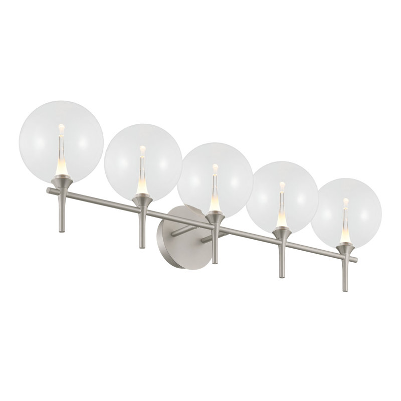 Iissa, Vanity, 5Lt , Amber Glass, Clear, Satin Nickel