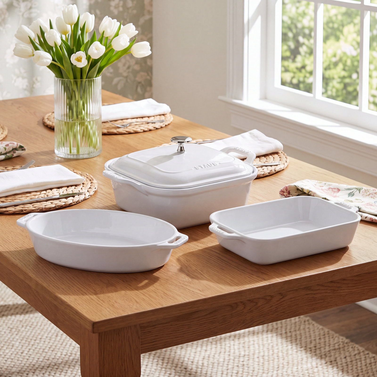 Ceramique 4-Piece Ovenware Set, White