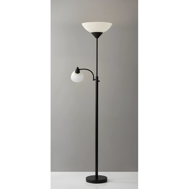 Lampe sur pied 71 po avec lampe de lecture à col-de-cygne réglable, conception à deux douilles, compatible avec une prise intelligente, homologuée ETL