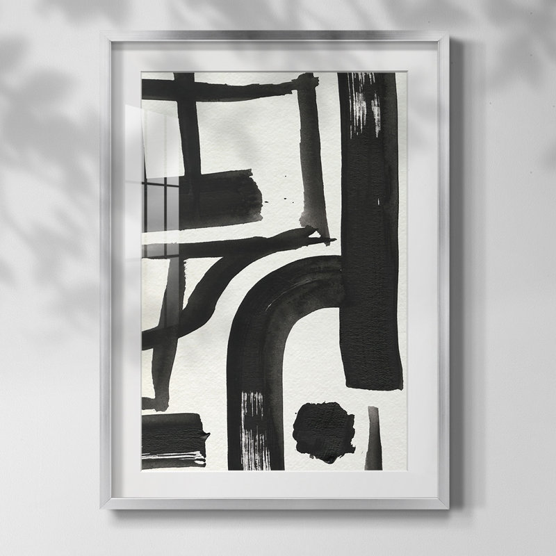 «Inkwell Intersect I», reproduction encadrée de qualité supérieure - prête à être accrochée, Blanc, Papier avec cadre argenté