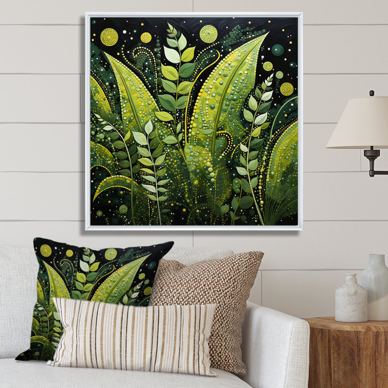 Ferns Plant Graceful Curves II - Floral Wall Decor, H 24 po x l 24 po x P 1 po, Cadre flottant blanc