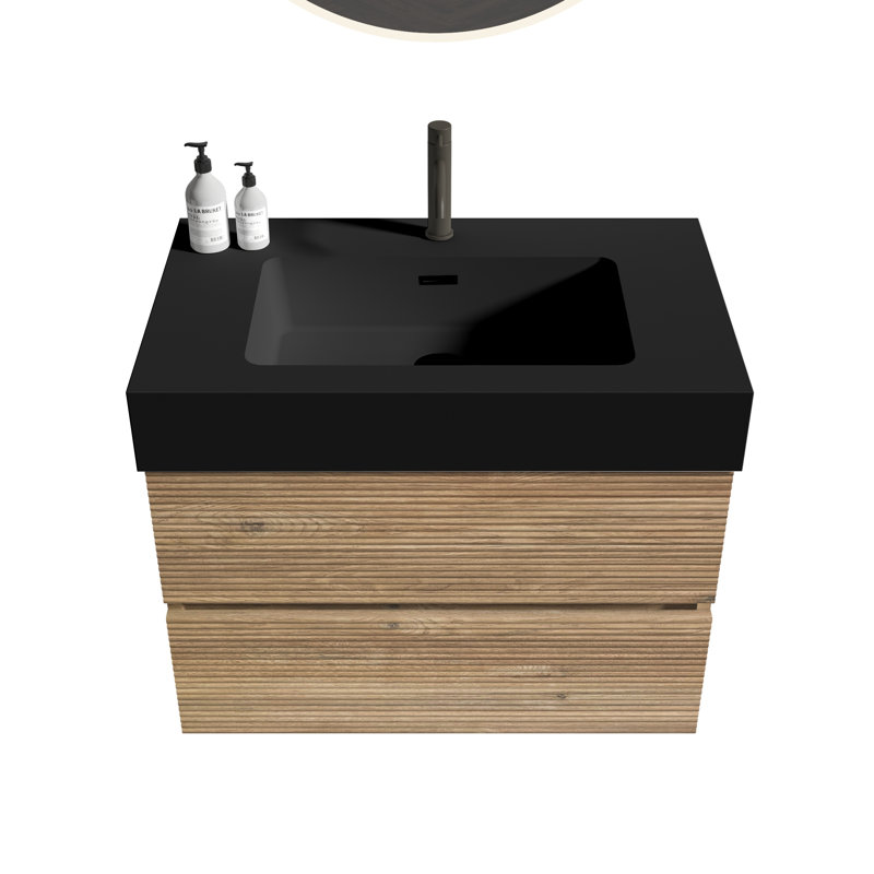 Meuble-lavabo de 30 pi avec lavabo en quartz d'ingénierie et tiroirs souples