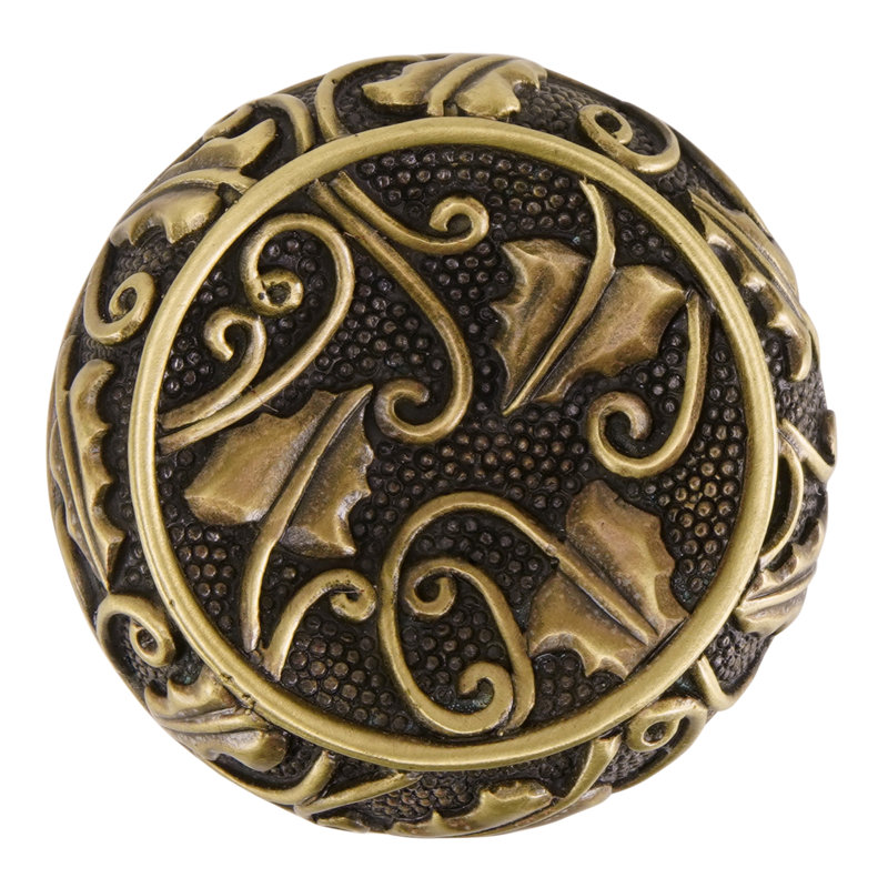 ROOKWOOD KNOB IN FLORENTINE PLATE, Brass
