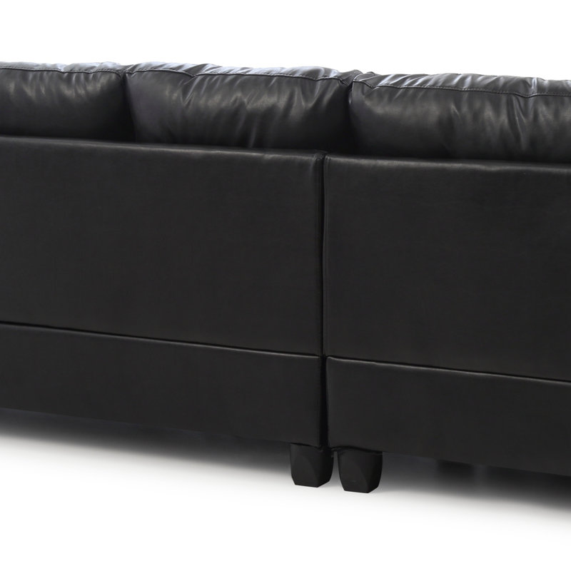 Canapé modulaire moderne pour le salon (sans repose-pieds), Similicuir noir
