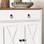 Buffet avec 2 tiroirs, armoires de rangement, 4 portes coulissantes de style grange, étagères réglables, blanc, table de buffet imitation bois