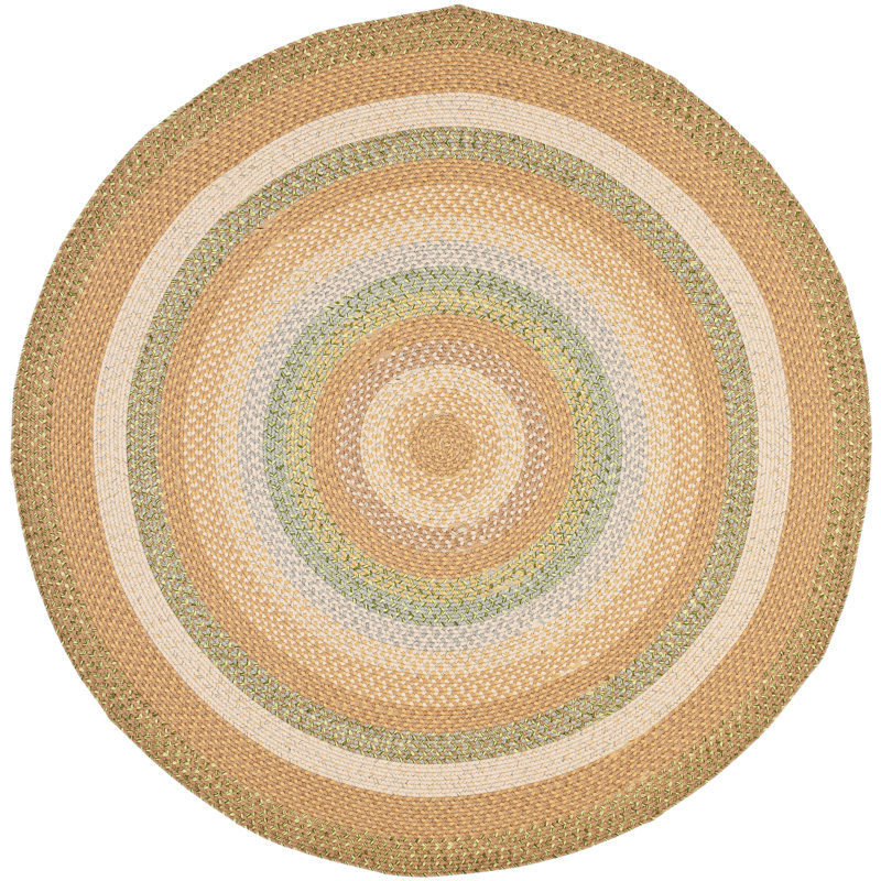 Georgina Hand Woven Performance Machine Washable Geometric Indoor/Outdoor Area Rug, Round 4'