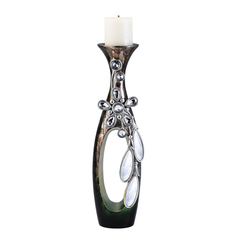 Maryalice 19.5'' H Polyresin Tabletop Candlestick, 16" H x 4.5" W x 4" D