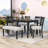 6-Piece Dining Table Set with 4 Upholstered Chairs and Bench-1717759891