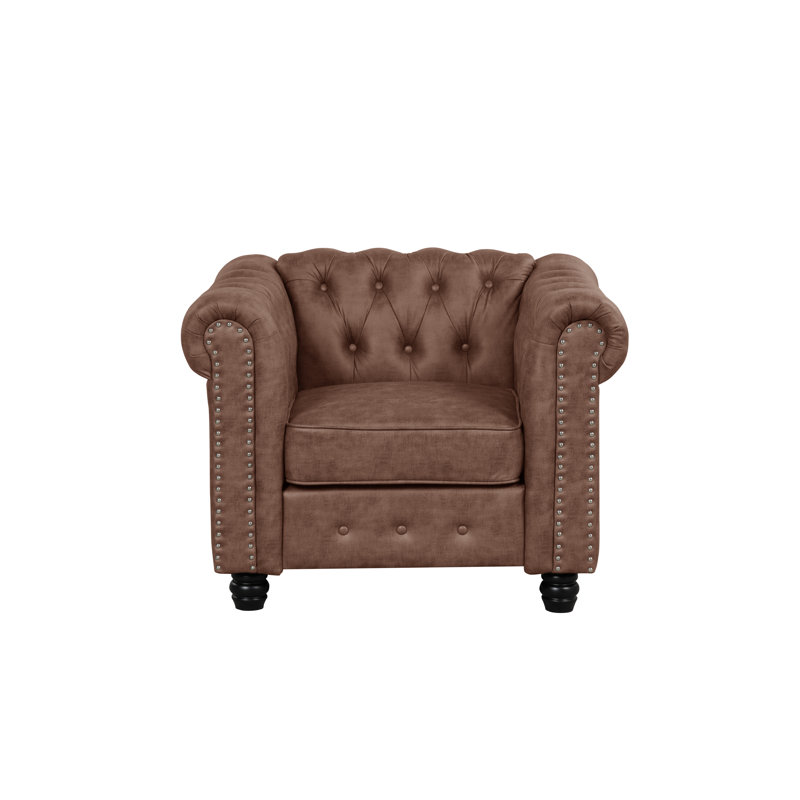 Fauteuil en lin touffeté 39 po, Brun