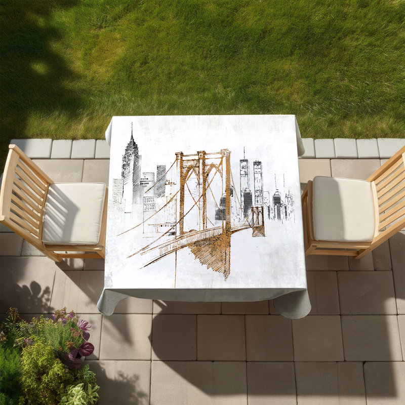 Brooklyn Bridge Blurry Sketch Tablecloth | Home Decor Accent