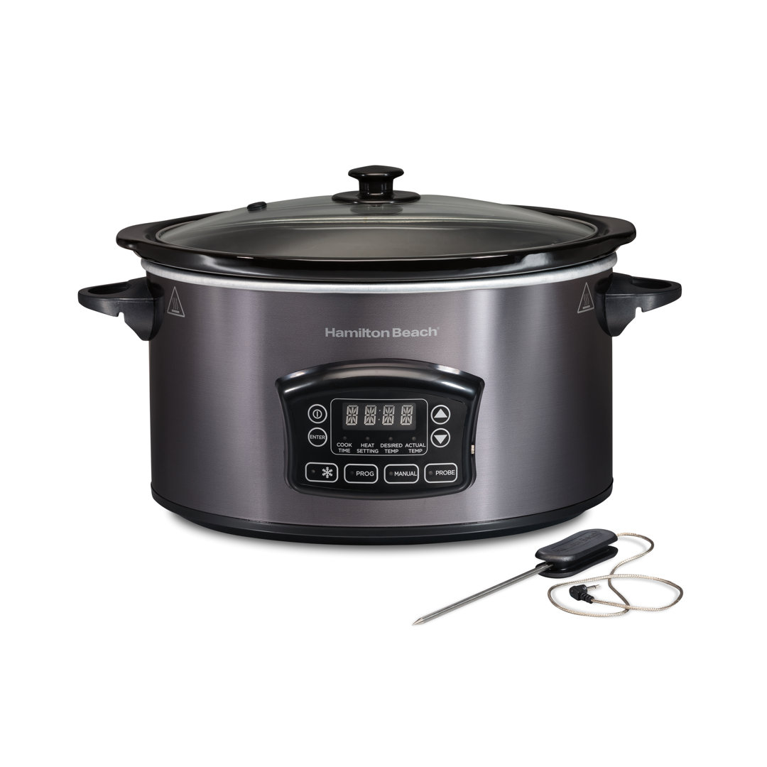 Hamilton Beach® 6 Quart Programmable Defrost Slow Cooker with Temperature Probe, Dishwasher Safe Crock & Glass Lid Hamilton Beach